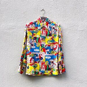 Vintage 60s Something Else Mod Pop Art Comic Strip Shirt Artist Nicky Zann Small